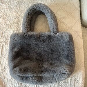Elegant H&M Gray Faux Fur Tote